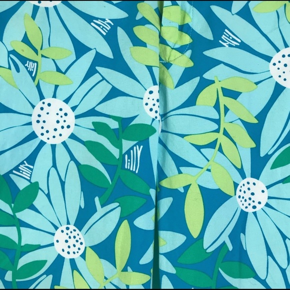 Lily Pulitzer Women’s Teal Light Blue Floral Capri Pants Size 6 - Picture 8 of 8